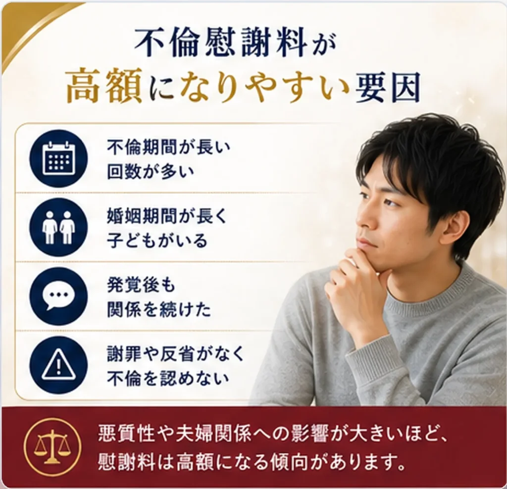 2. 不倫の慰謝料が相場より高額になる要因