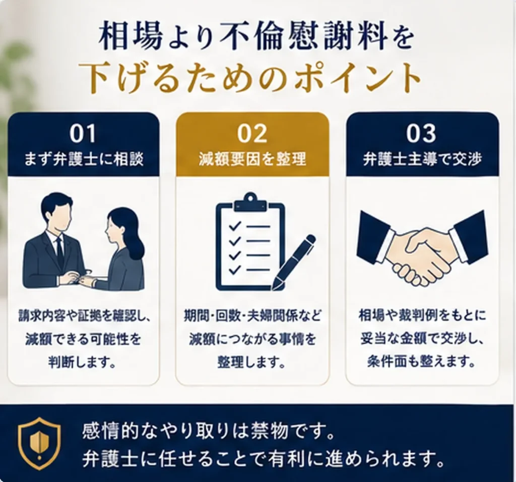 5. 請求された側が相場より不倫慰謝料を下げるための方法