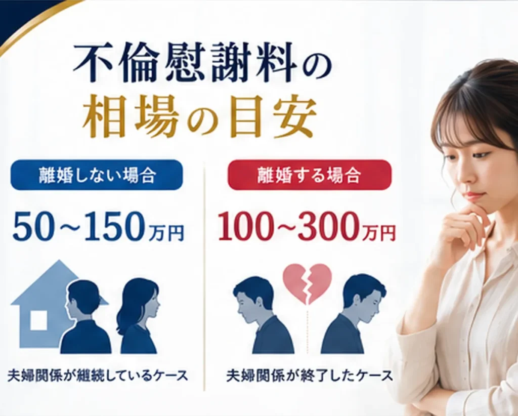 不倫慰謝料の相場（離婚する場合・しない場合）