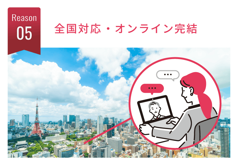 選ばれる理由5：全国対応・オンライン完結
