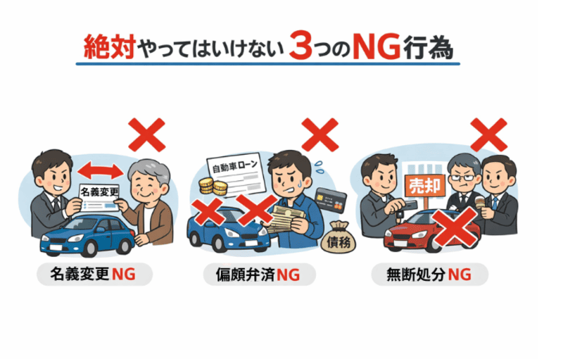 自己破産で車を残そうとして絶対やってはいけない3つのNG行為