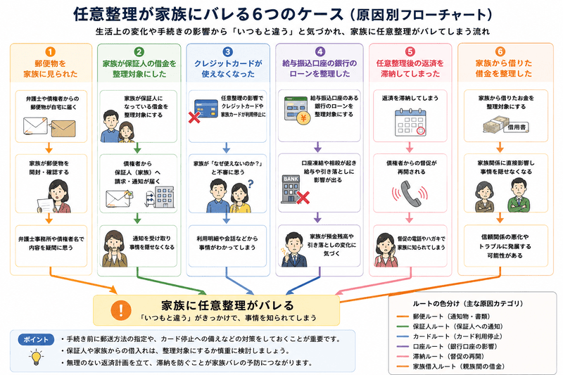 任意整理が家族にバレるよくある6つのケース